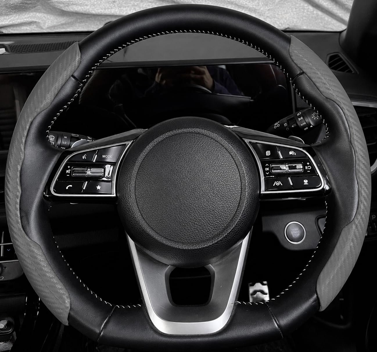 High Life Carbon Fiber Steering Wheel Grip Pads – Grey Color | Anti-Slip Textured Steering Wheel Cover Grip | Universal Fit for Cars | Premium Comfort & Control - Image 5