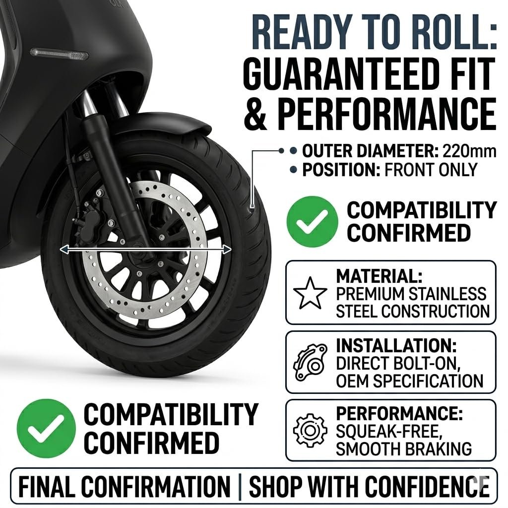 Premium Front Brake Disc Plate OLA | High-Carbon Stainless Steel Rotor | Compatible with Ola S1 & S1 Pro (Gen 1 & Gen 2) | Front Wheel Position | 220mm - Image 5