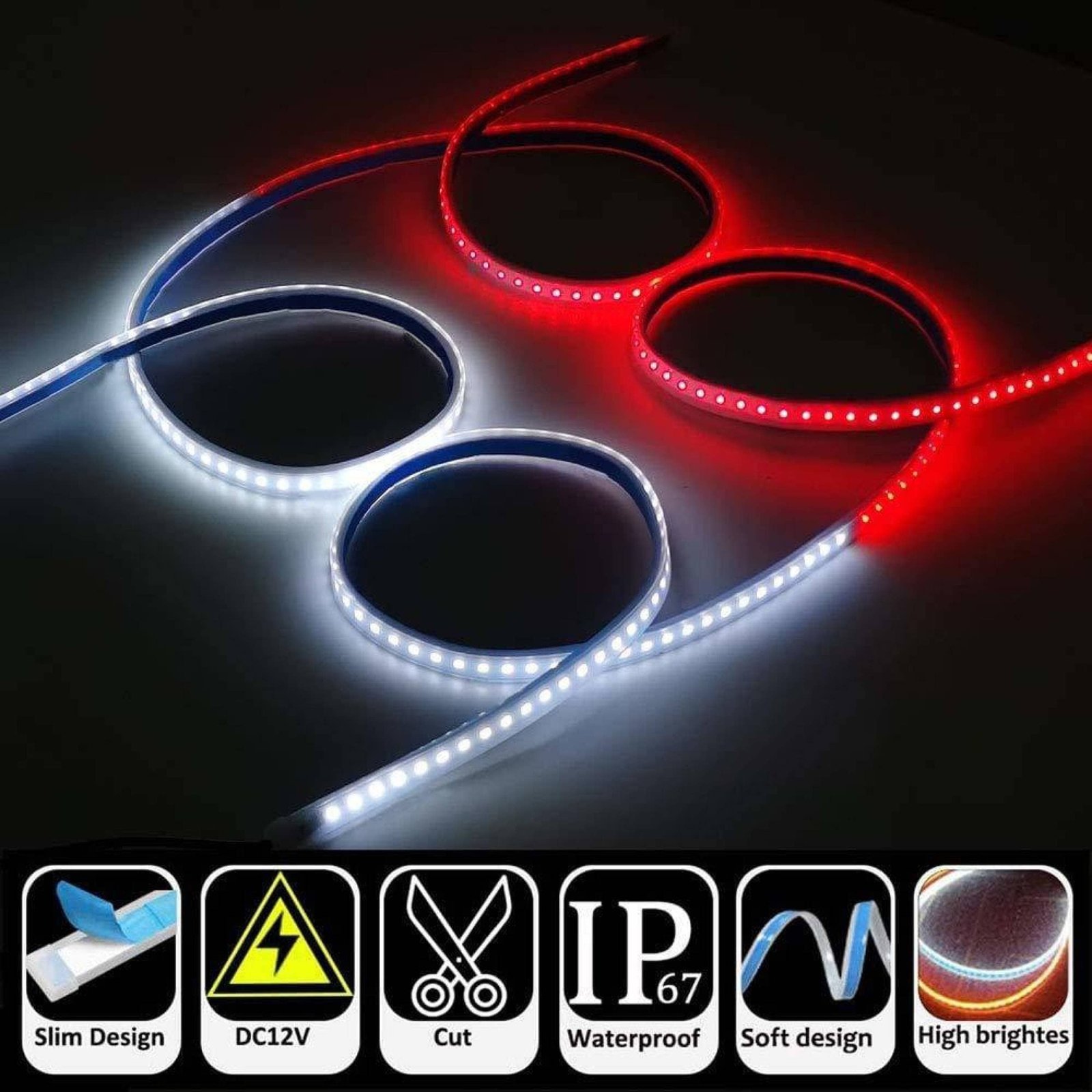 2PCS Car Door Opening Warning Lights 144 LED Strobe Flashing Signal Anti Rear-end Collision Safety Streamer Strip Lamps welcome Flash light (RED& WHITE) - Image 2