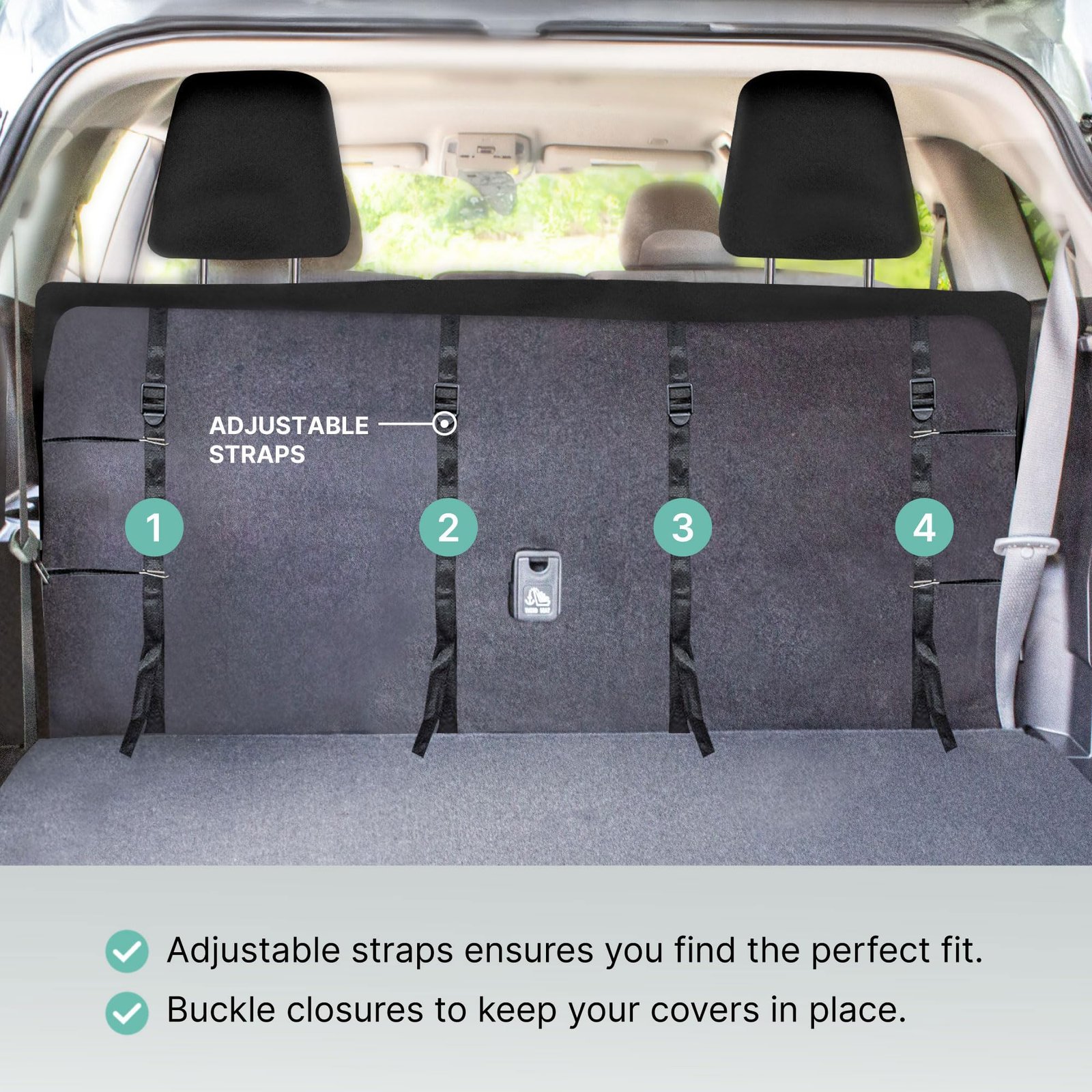 Universal Fit Seat Cover - Faux Leather (Gray/Black) (Full Set with 4 Headrest Covers) - Image 6