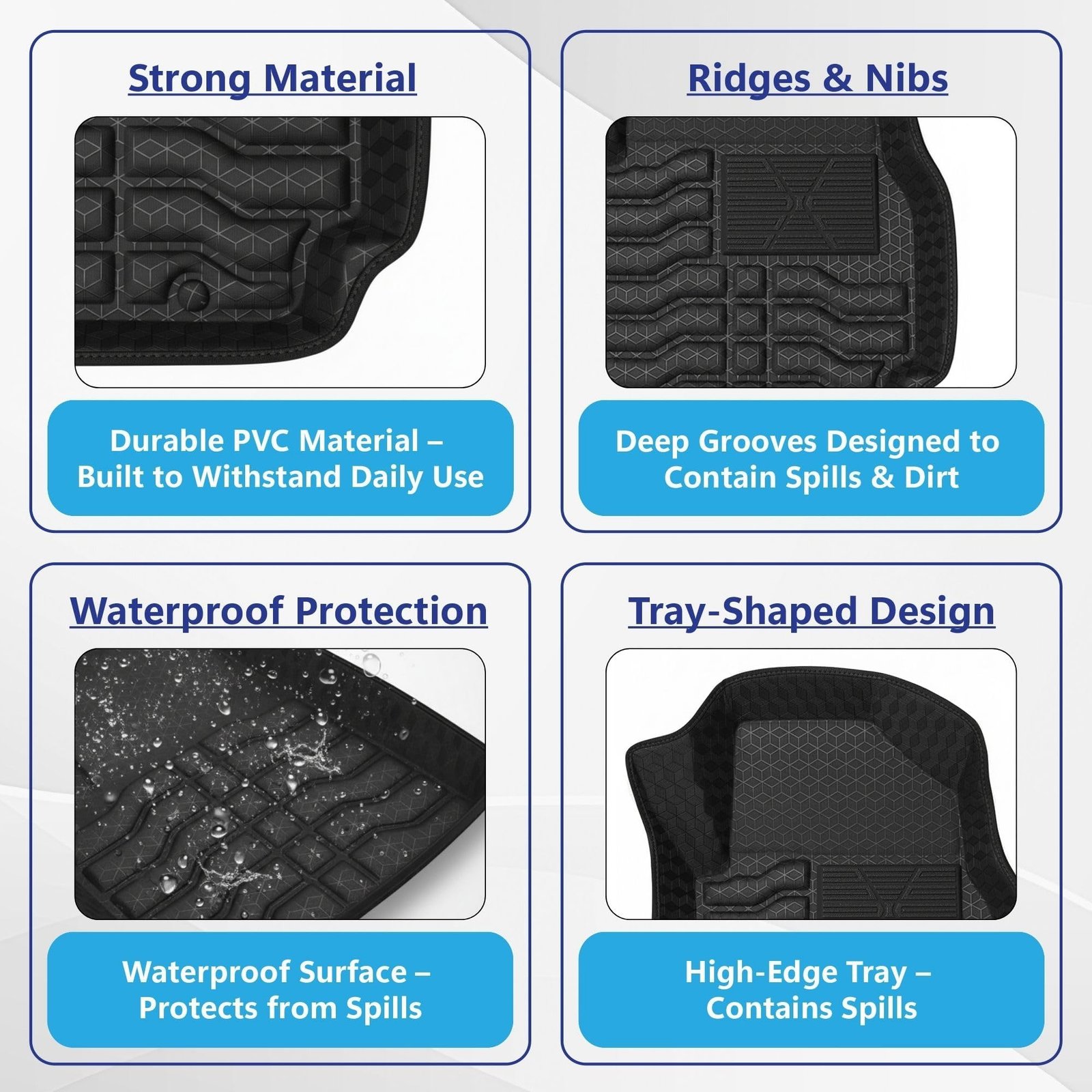 Accessories Premium 4.5D Car Floor Mats Only Compatible with Tata Punch (Year 2021 to 2025) All Model, Set 3 Pcs, 100% Waterproof Tray Shape PVC Foot Mats | Black | 1 Year Warranty - Image 6