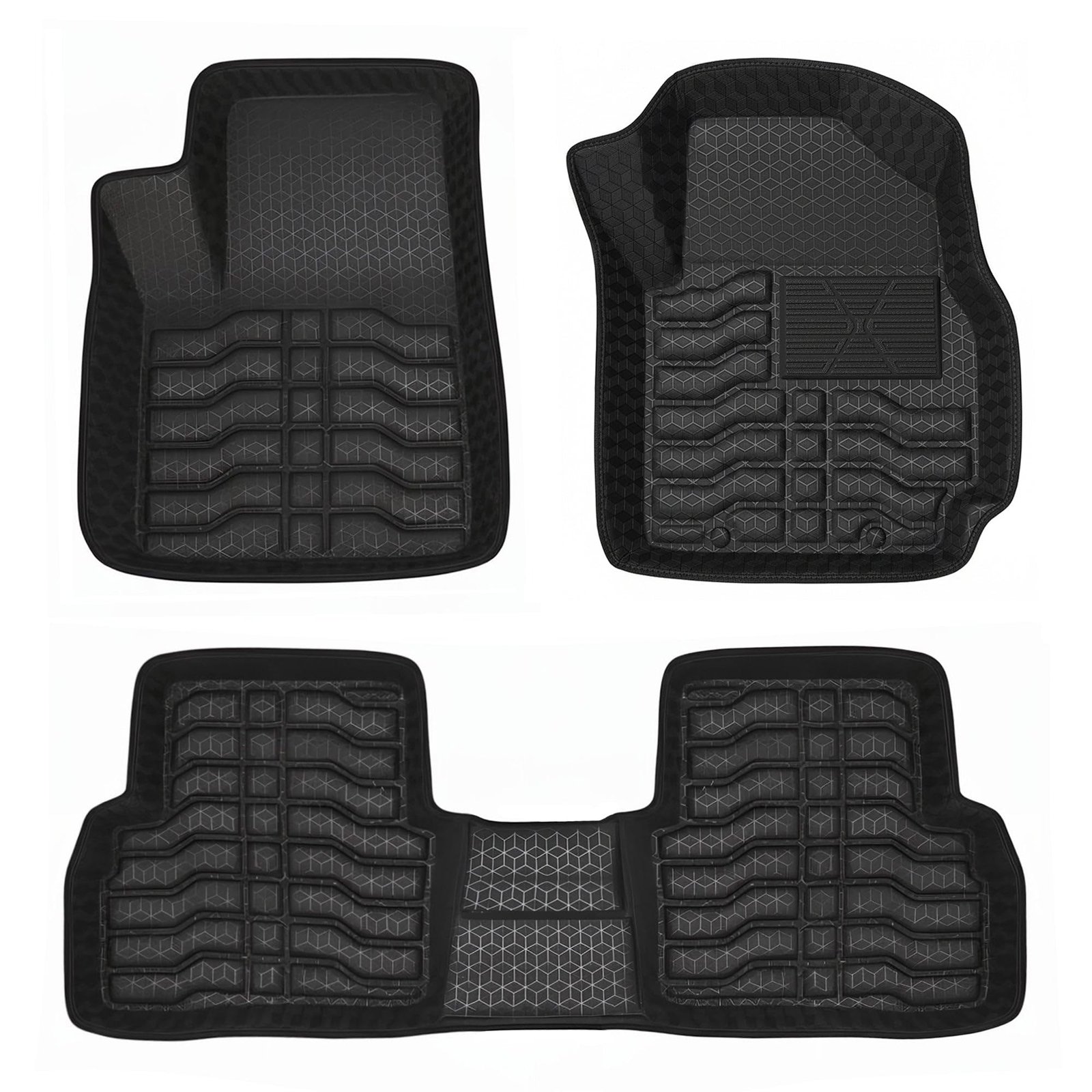 Accessories Premium 4.5D Car Floor Mats Only Compatible with Tata Punch (Year 2021 to 2025) All Model, Set 3 Pcs, 100% Waterproof Tray Shape PVC Foot Mats | Black | 1 Year Warranty - Image 2