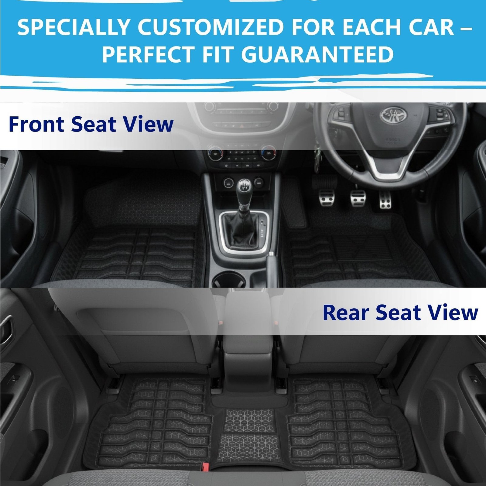 Accessories Premium 4.5D Car Floor Mats Only Compatible with Tata Punch (Year 2021 to 2025) All Model, Set 3 Pcs, 100% Waterproof Tray Shape PVC Foot Mats | Black | 1 Year Warranty - Image 3