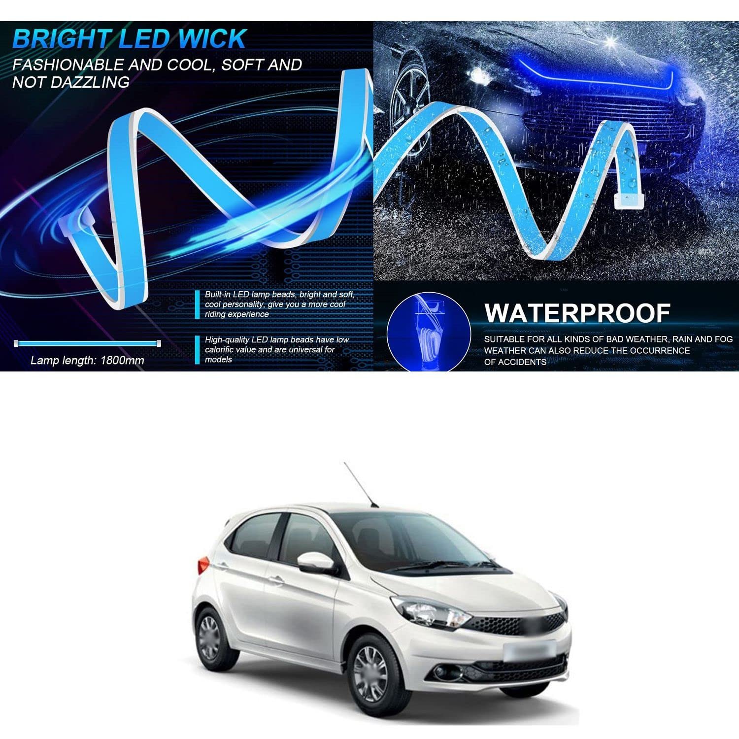 Led Daytime Running Lights For Hood Flexible Car Engine Cover Decoration UniV-ersal Auto Light Strips 12V Compatible With T-iago - Image 3