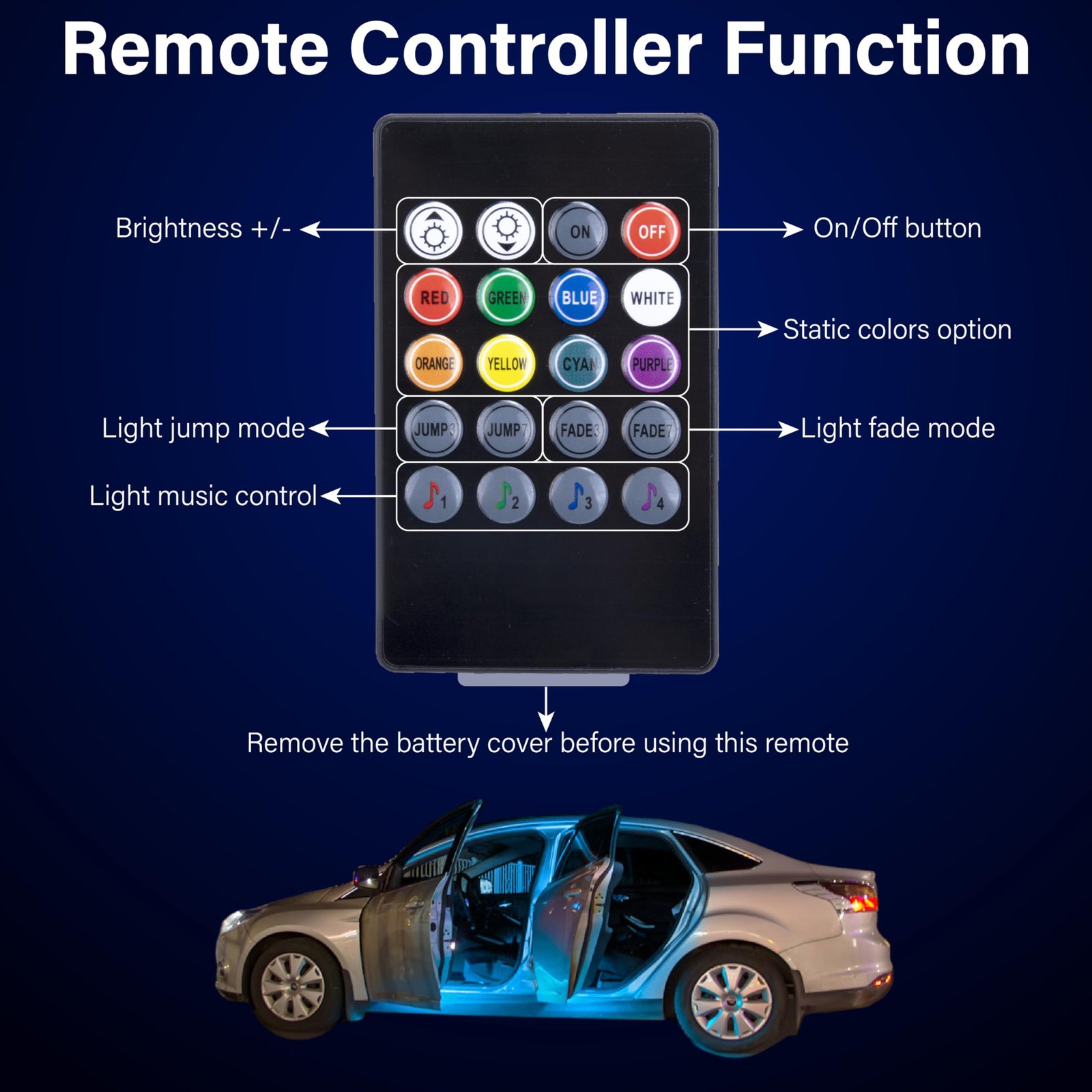 Car Led Lights Interior, Interior Car Lights with Cigarette Lighter Adapter - Image 4