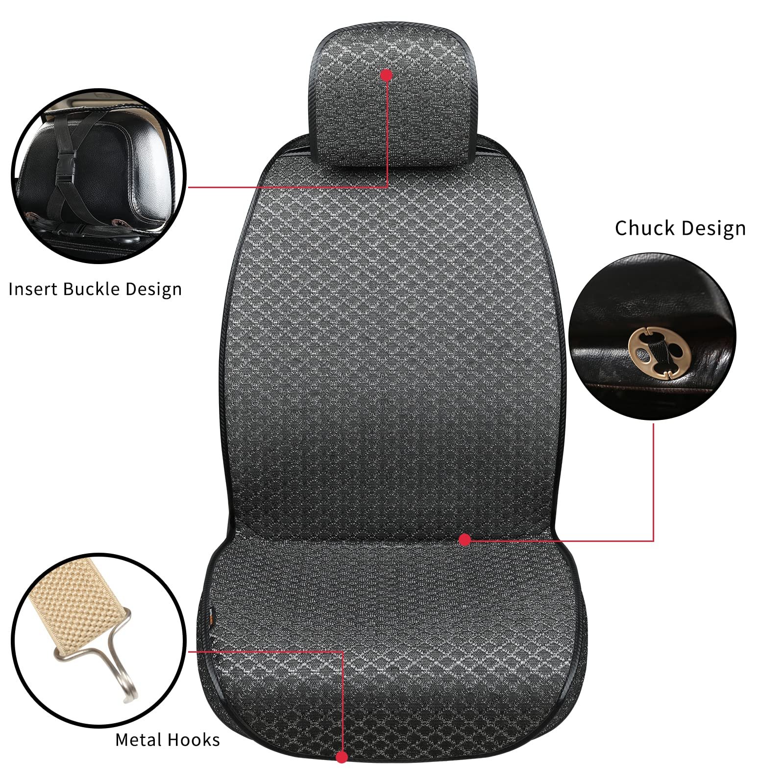 Car Seat Cover Full Set (Front Pair, Black) - Image 4