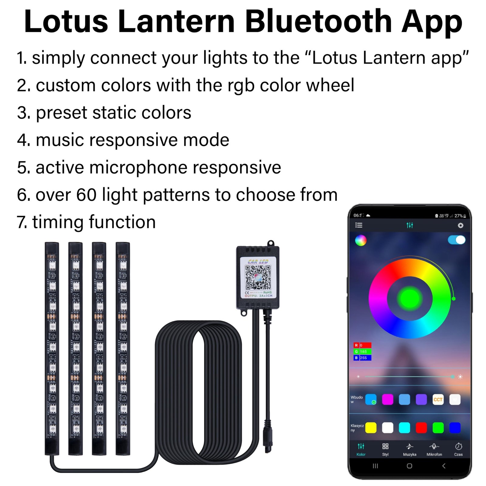Car Led Lights Interior, Interior Car Lights with Cigarette Lighter Adapter - Image 7