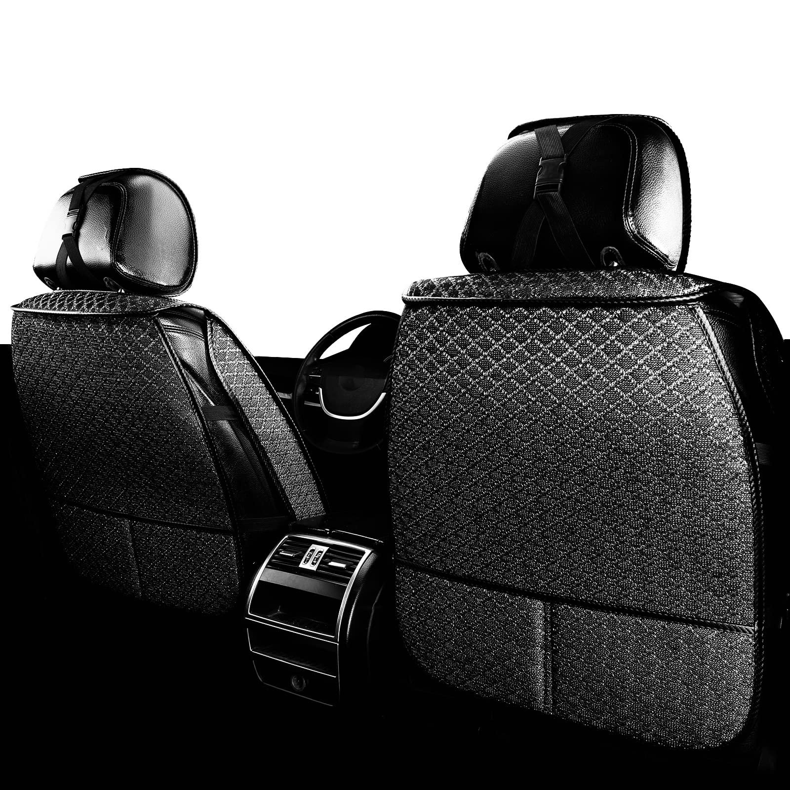 Car Seat Cover Full Set (Front Pair, Black) - Image 2