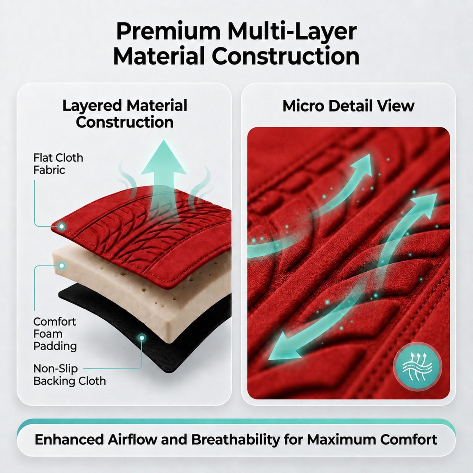 Car Seat Covers Full Set Premium Cloth - Universal Fit,Automotive Seat Cover,Low Back Front Seat Covers,Airbag Compatible,Split Bench Rear Seat,Washable Seat Cover for SUV,Sedan Red - Image 3