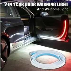 2PCS Car Door Opening Warning Lights 144 LED Strobe Flashing Signal Anti Rear-end Collision Safety Streamer Strip Lamps welcome Flash light (RED& WHITE)