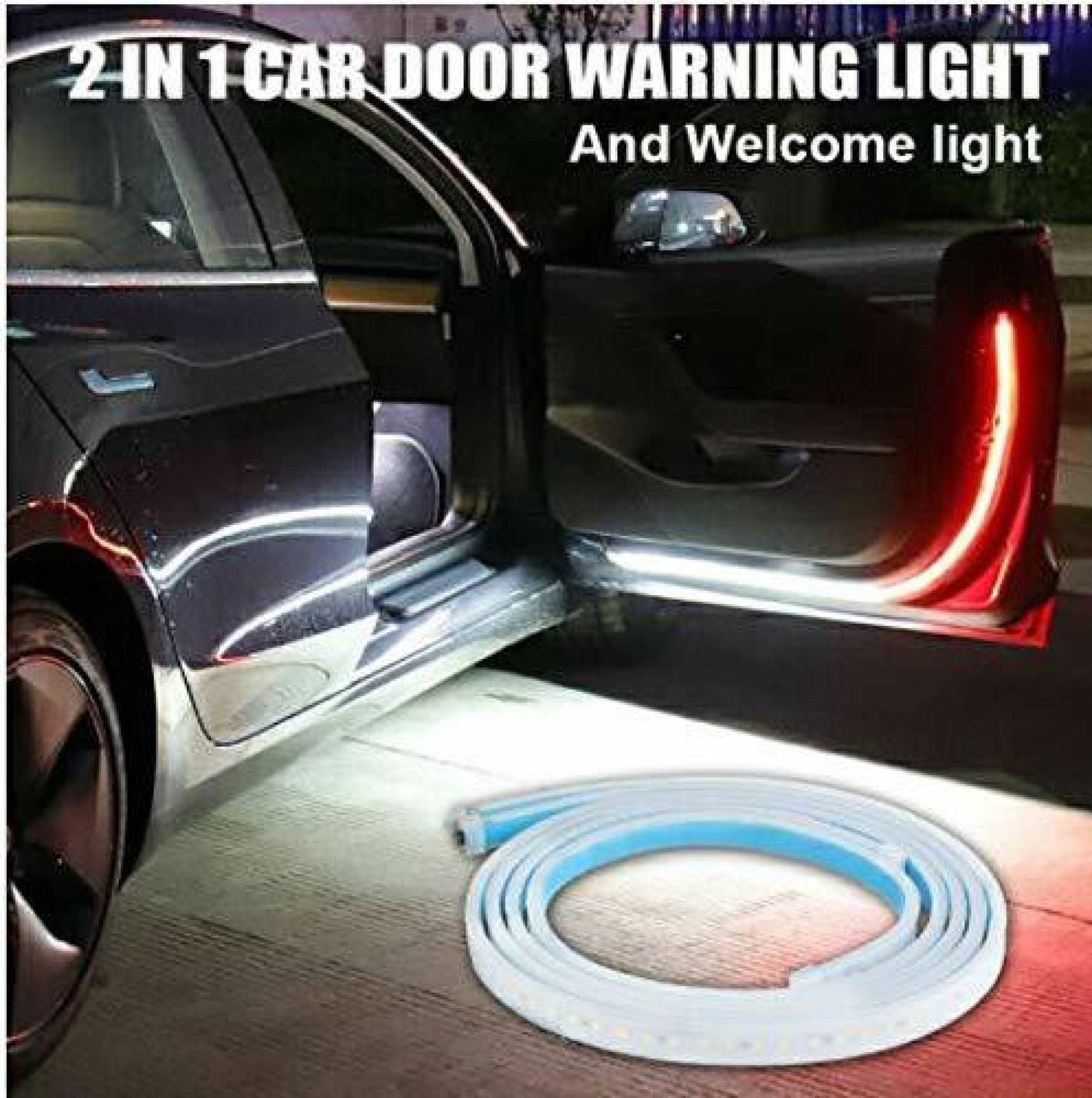 2PCS Car Door Opening Warning Lights 144 LED Strobe Flashing Signal Anti Rear-end Collision Safety Streamer Strip Lamps welcome Flash light (RED& WHITE)