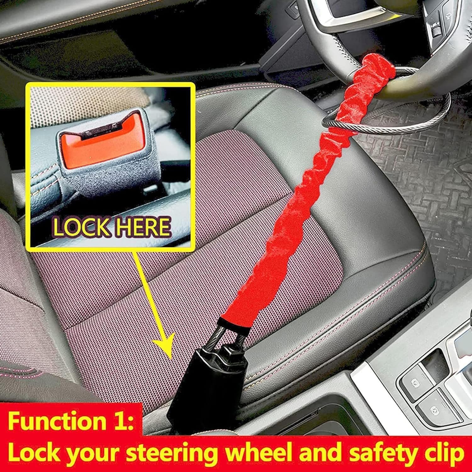 Steering Wheel Lock Anti-Theft Device The Club Steering Wheel Lock for Cars Trucks Anti Theft Car Device Car Security Anti Theft Car Steering Wheel Lock Seat Belt Lock - Image 3
