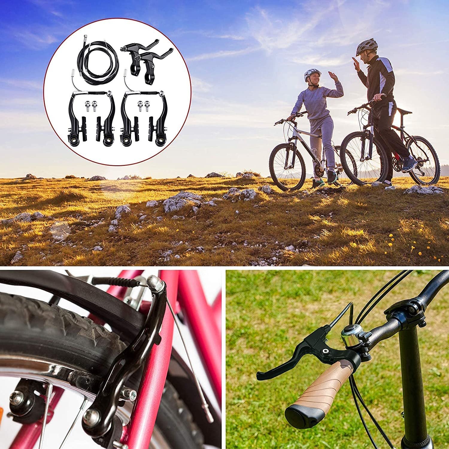 Complete Cycle Brake Set - Front and Rear V Breaks with Pads, Brake Lever, and Cables | Compitable with Hybrid, Racer and Mountain Bikes (Compete Brake Set) - Image 5