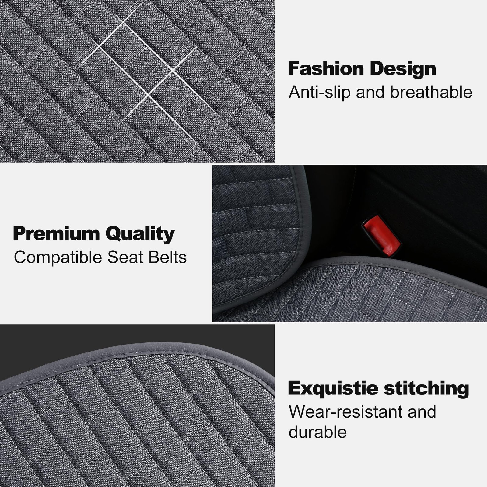 Linen Car Seat Covers, Breathable Front Pair Seat Covers for Cars with Non-Slip Protector for All Seasons, Universal Front Seat Covers for Cars, SUVs, Trucks - Image 3